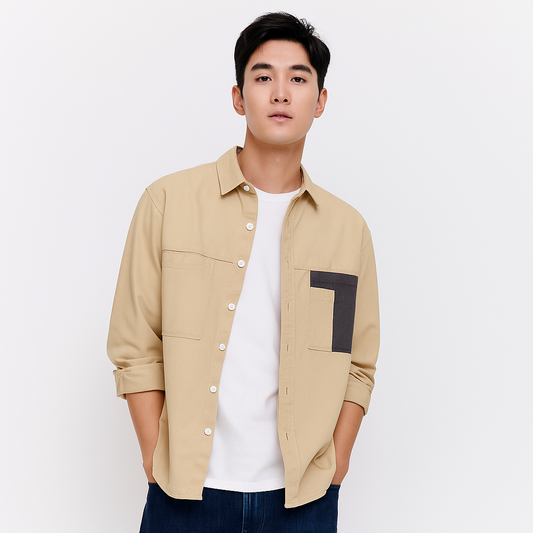 Two-Tone Pocket Casual Shirt